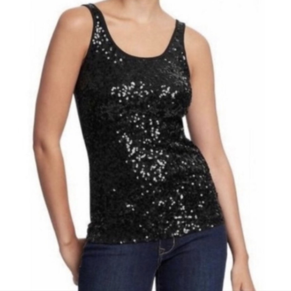 J. Crew SEQUIN Sparkle Stretch Knit Tank Black Tie Formal, Summer Cocktail Party